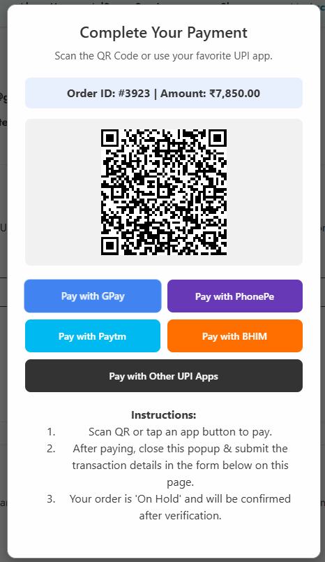 WooCommerce UPI QR Payment Gateway