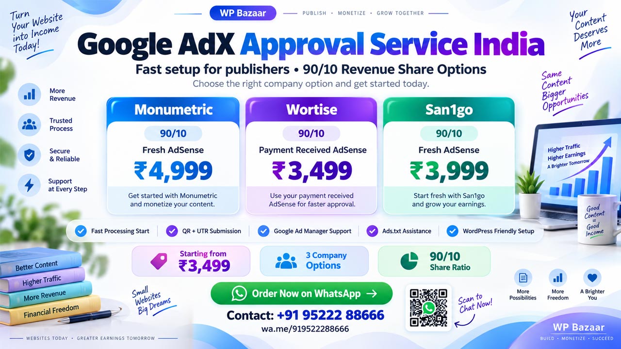 Google AdX Approval Service India | 90/10 | WP Bazaar 2 Google AdX Approval Service Indiaac